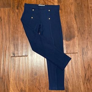 Zara Girls leggings. Navy with gold accent buttons. Girls size 8
